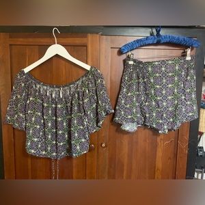 Free People Cropped Top & Mini Skirt Set